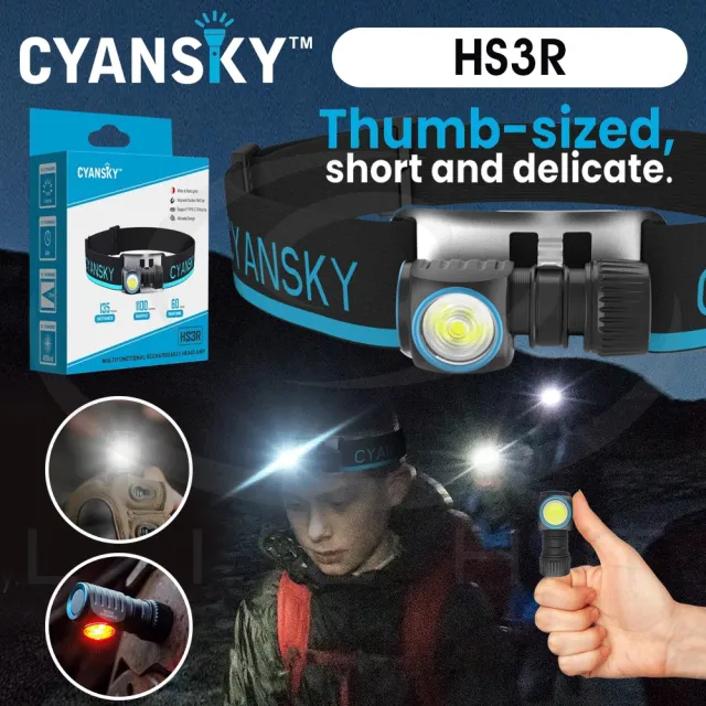 【CYANSKY】錸特光電 HS3R 1100流明 高亮(多功能 磁吸 充電頭燈 L型手電筒 HM50R 小雷神 防水 露營)