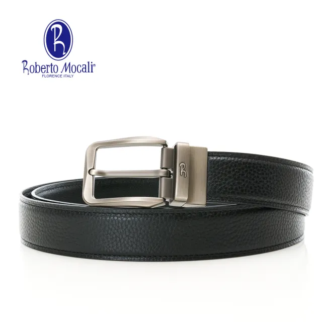 【Roberto Mocali】扣洞式皮帶 RM-8221BKF(黑色)