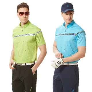 【Lynx Golf】男款合身版吸排機能彈性水波紋材質配布剪裁設計短袖立領POLO衫/高爾夫球衫(二色)