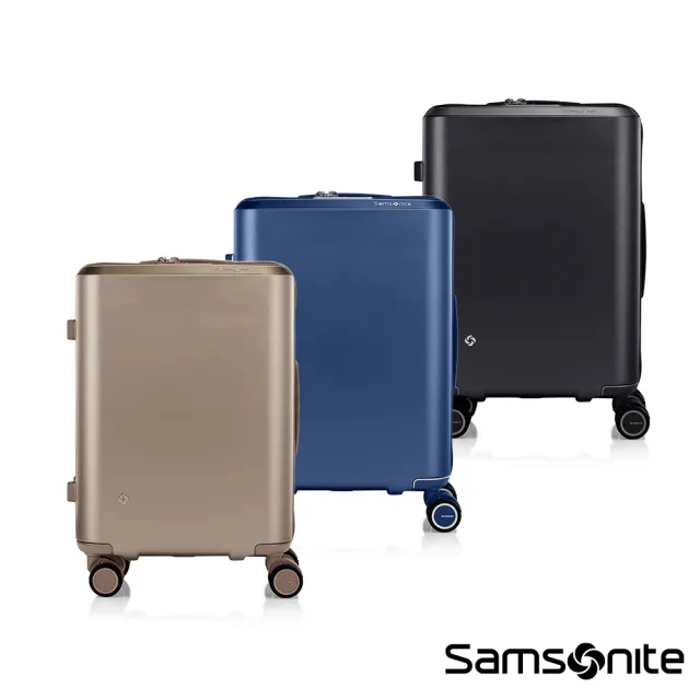 Samsonite 新秀麗】20吋Evoa 拉絲光澤防盜拉鍊抗震輪PC登機箱/行李箱