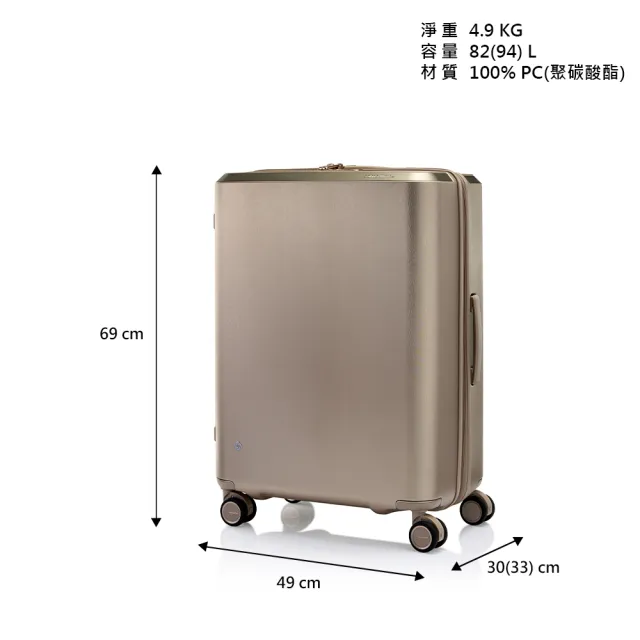 Samsonite 新秀麗】25吋Evoa 拉絲光澤防盜拉鍊抗震輪PC硬殼行李箱(多色