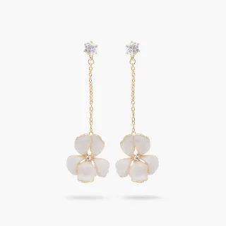 【Les Nereides】淡金鳶尾-白色鳶尾花垂墜耳環