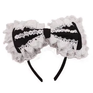 【Jpqueen】日系羅莉塔蕾絲大蝴蝶結髮箍(4款可選)