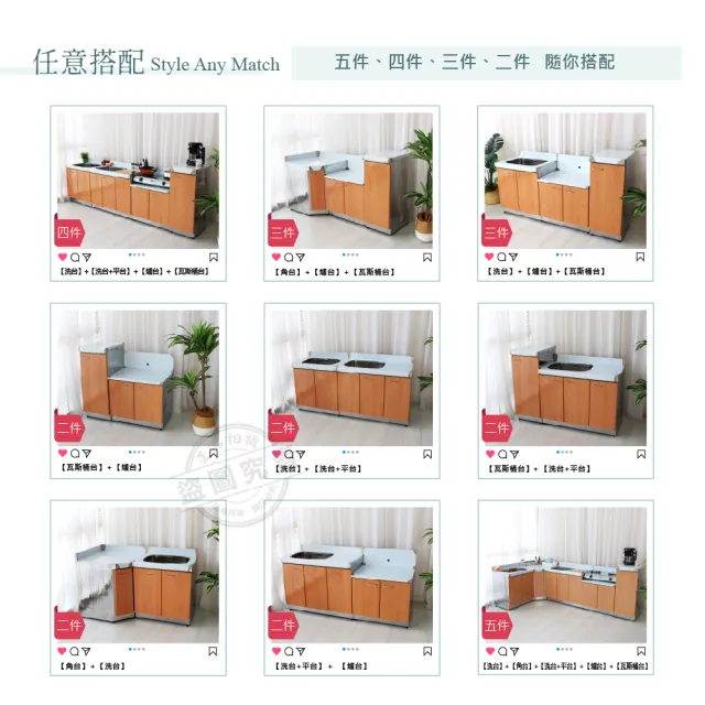 【Abis】客製商品-豪華升級款不鏽鋼三件組系統櫥櫃-72洗台+72爐台+角台/流理台-多款門板可選(桶身304)