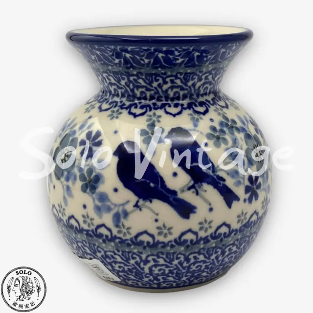 【SOLO 波蘭陶】波蘭製 CA 波蘭陶 9CM 花瓶 雙藍鵲系列 CERAMIKA ARTYSTYCZNA