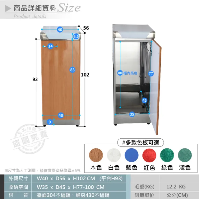 【Abis】客製商品-豪華升級款不鏽鋼20KG用瓦斯桶台/流理台/工作台/收納廚具-多款門板可選(桶身430)