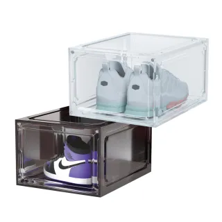 【Finetech 釩泰】透明 磁吸式正開鞋盒 可堆疊(鞋盒 收納盒 展示盒 鞋架 多功能)