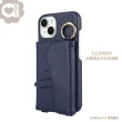 【Aguchi 亞古奇】iPhone 14/14 Plus/14 Pro/14 Pro Max 馬鞍卡包手機皮套 附美妝鏡及皮質背帶-湛藍