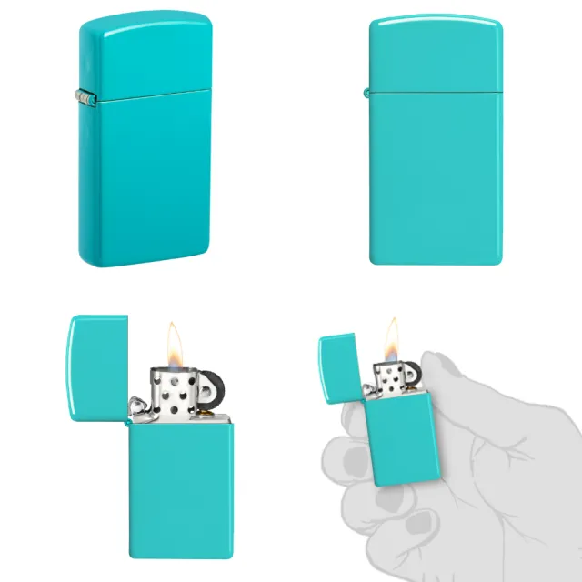 【Zippo】窄版淺綠松石色-素面-防風打火機(美國防風打火機)