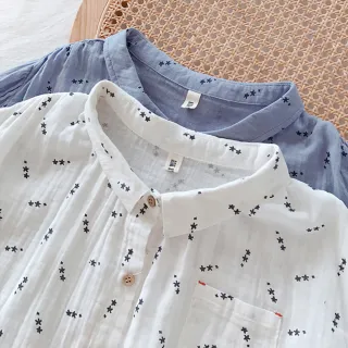 【設計所在】棉麻隨性風 雙層棉紗襯衫寬鬆大碼娃娃領(6色可選)