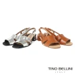 【TINO BELLINI 貝里尼】義大利進口牛皮紋理釦帶粗跟涼鞋FSKT006(銀)