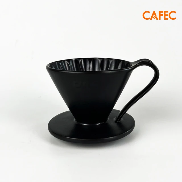 【CAFEC】日本限量款 花瓣濾杯陶瓷款 墨色 V01/1-2人(V型濾杯)
