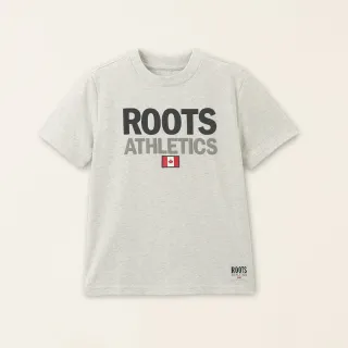 【Roots】Roots大童-加拿大日系列 文字設計有機棉短袖T恤(白麻灰)