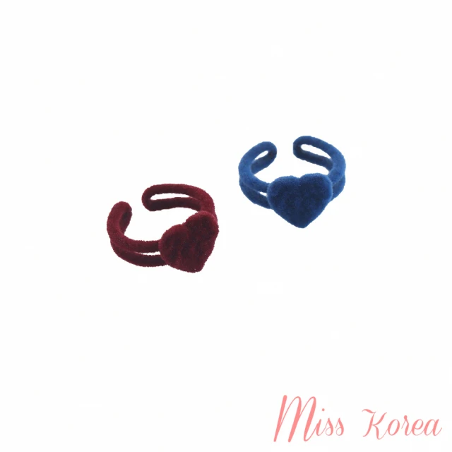 【MISS KOREA】植絨戒指 愛心戒指/甜美浪漫復古植絨愛心造型戒指 開口戒(2色任選)