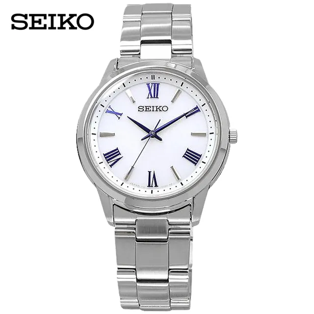 【SEIKO 精工】太陽能中型石英鋼帶錶-白面(SBPL007)