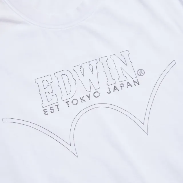 【EDWIN】男裝 人氣復刻款 前後反差短袖T恤(白色)