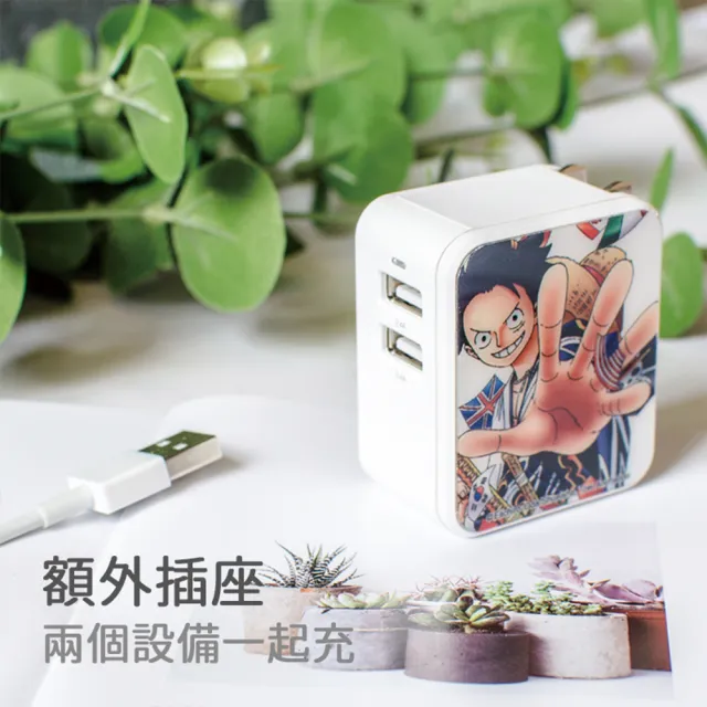 【HongXin】航海王 2.4A雙孔折疊充電器(旅行折疊插頭 快充 充電器 插頭 安全認證)