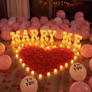 【阿米氣球派對】滿心歡喜marryme求婚氣球組(求婚氣球 求婚佈置 求婚)