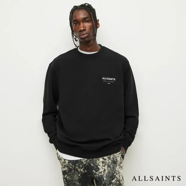 【ALLSAINTS】UNDERGROUND 純棉LOGO長袖衛衣-黑 M033NB(寬鬆版型)