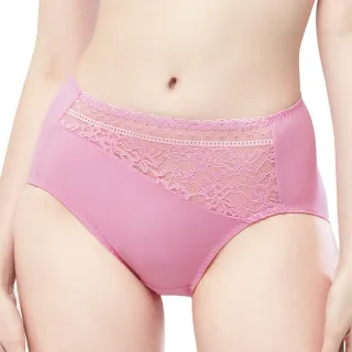 【Swear 思薇爾】冰絲美波系列M-XXL蕾絲中高腰三角女內褲(錦葵粉)