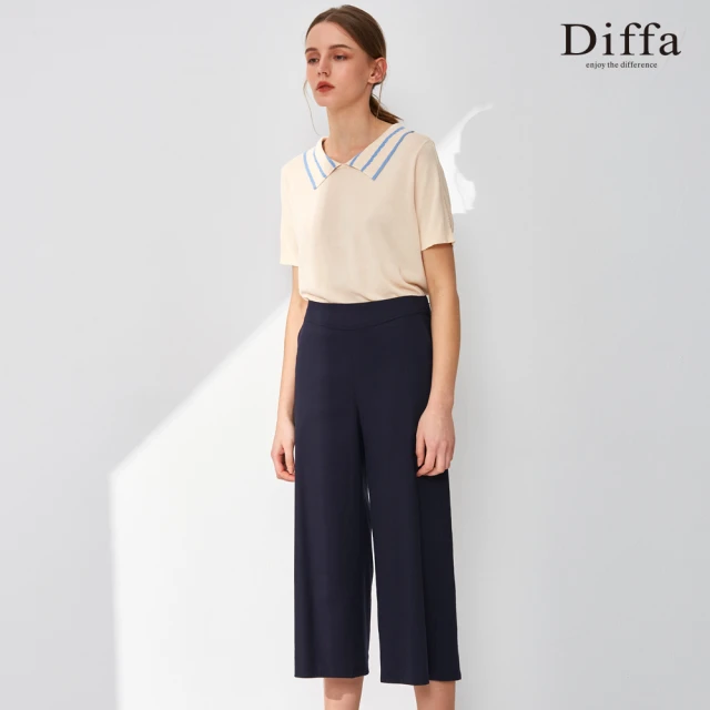 【Diffa】俐落藍色直筒長褲-女