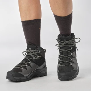【salomon官方直營】女 QUEST ROVE Goretex 高筒登山鞋(黑/磁灰/靜灰)
