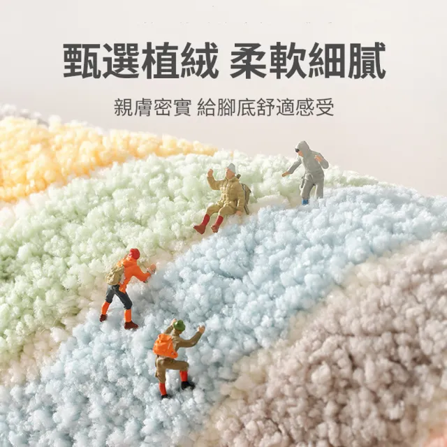 【ANTIAN】2入組 家用浴室防滑毛絨吸水地墊 衛生間彩虹腳墊 廁所門地毯 廚房防滑地墊 40*60cm