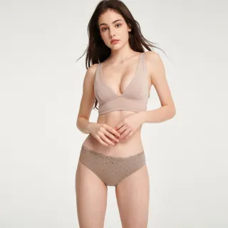 【Anden Hud】心動瞬間．波浪蕾絲2/3包臀中腰三角內褲 純棉台灣製(可可歐蕾-點點)