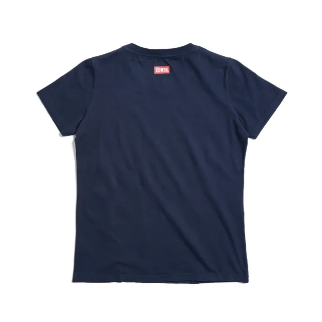 【EDWIN】女裝 人氣復刻款 BASIC LOGO短袖T恤(丈青色)