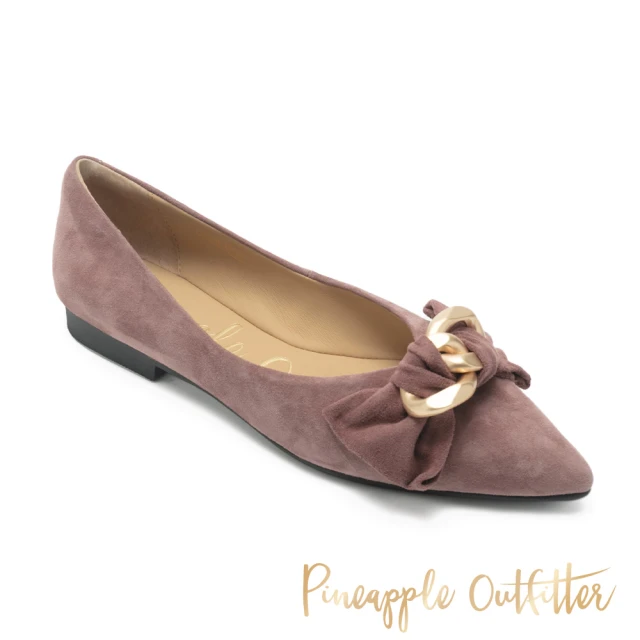 【Pineapple Outfitter】FINEEN 麂皮扭結尖頭平底鞋(粉色)