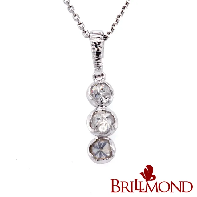 【BRILLMOND JEWELRY】天然鑽石墜 50分 白K金 倒鑲手工鑽墜(9K白金台 天然鑽石總重50分)