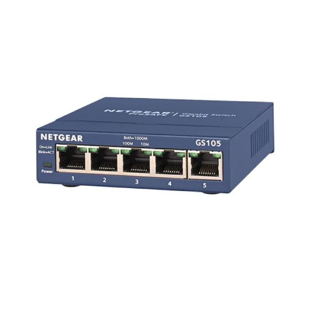 【NETGEAR】5埠 Gigabit 無網管 金屬殼 網路交換器(GS105)