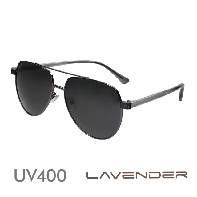 【Lavender】偏光片太陽眼鏡 飛官鏡腳設計款 典雅灰黑 3254 C2(偏光太陽眼鏡)