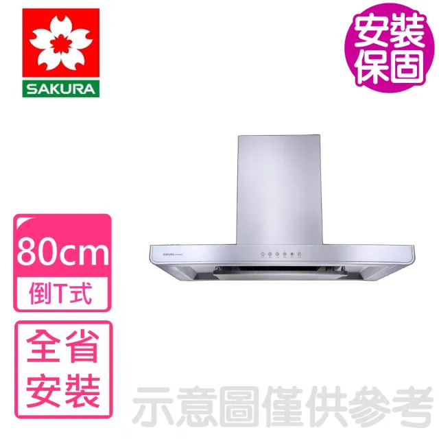 【SAKURA 櫻花】80公分倒T歐化排油煙機抽油煙機(R-7765SL基本安裝)