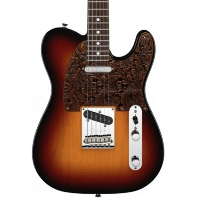 【RightOn! Straps】真皮電吉他護板 Telecaster Style T-STYLE FLORAL(原廠公司貨 商品保固有保障)