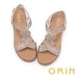 【ORIN】水鑽防滑鬆緊帶坡跟透氣涼鞋(白色)