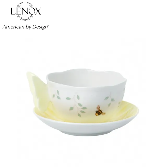 【LENOX】粉彩蝶彩繽紛茶杯組-黃-237ml(居禮名店獨家代理)