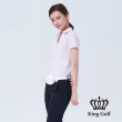 【KING GOLF】速達-網路獨賣款-女款煙火印圖背面撞色織帶短袖POLO衫(粉紫)