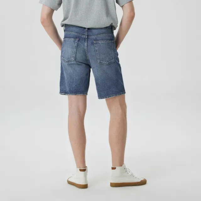 【GAP】男裝 純棉寬鬆水洗牛仔短褲-藍色(602482)
