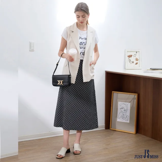 【Just J’S Miss】百搭素面長版V領西裝口袋背心 附腰帶