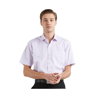 【ROBERTA諾貝達】台灣製男裝 大方有型 優質商務短袖襯衫(紫)