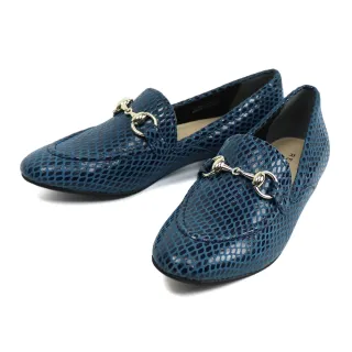 【REGAL】蛇皮紋造型馬銜扣淑女樂福鞋 藍色(F61M-NVHH)