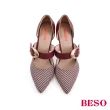 【A.S.O 阿瘦集團】BESO 俐落造型飾釦尖頭顯瘦細高跟鞋(紅色)