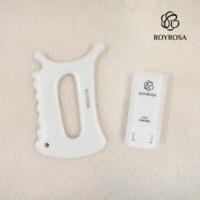 【ROYROSA】韓國純手工製第二代魔手陶瓷刮痧板 + 有機精油棒(共2入)