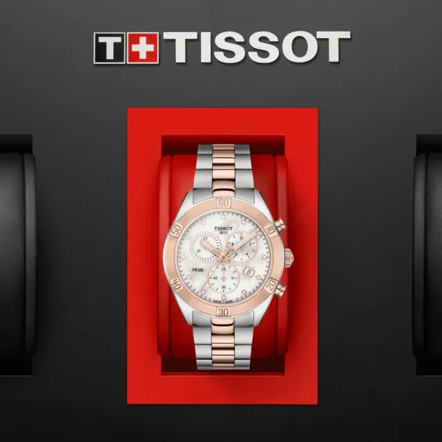 【TISSOT 天梭 官方授權】PR100系列 白色珍珠貝母 真鑽時尚腕錶 / 38mm 母親節 禮物(T1019172211600)
