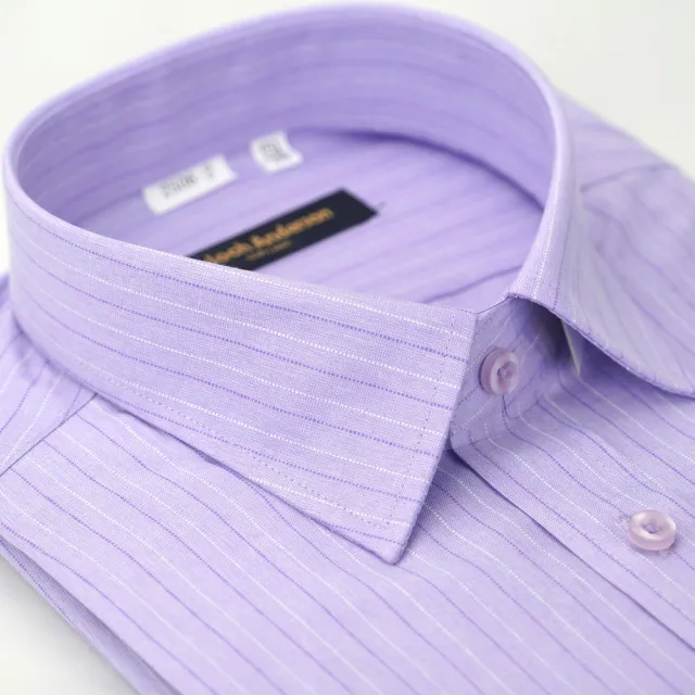 【金安德森】紫色寬條紋窄版短袖襯衫