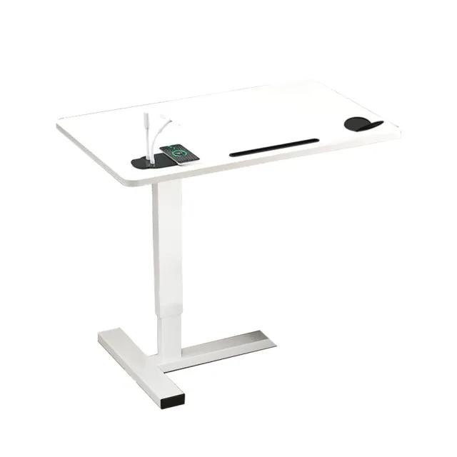 【KCS 嚴選】無線充電可移動升降床邊折疊桌(懶人桌/床邊桌/摺疊桌/電腦桌/邊桌)