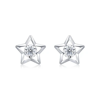 【點睛品】Daily Luxe 11分 炫幻五角星 18K金鑽石耳環(一對)
