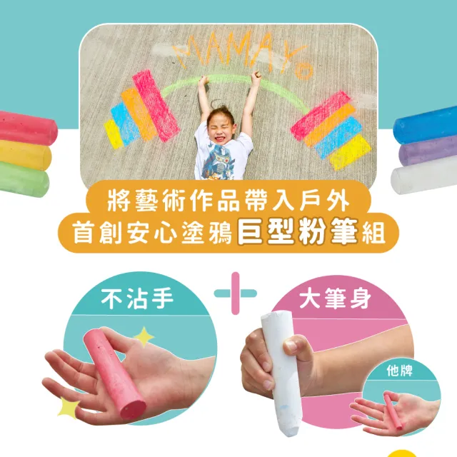 【mamayo 媽媽友】戶外可水洗塗鴉粉筆(24支桶-12色)