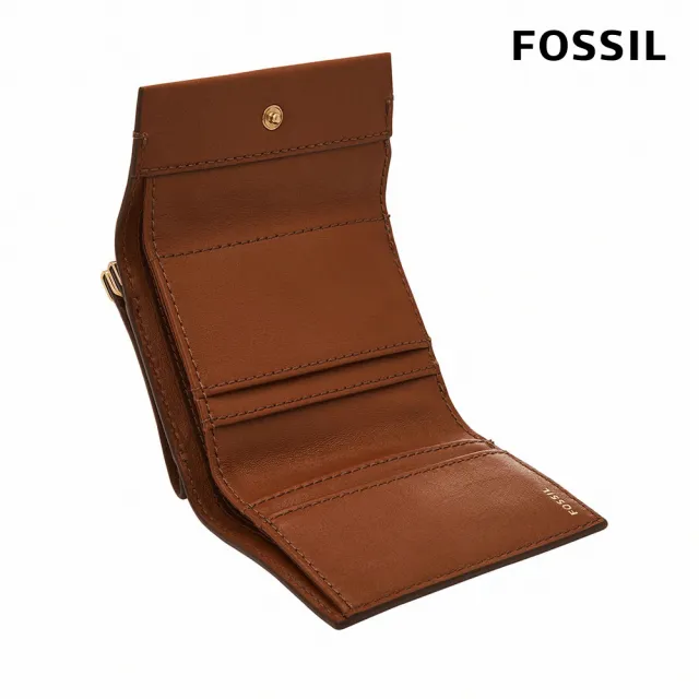 【FOSSIL 官方旗艦館】Penrose 真皮扣式零錢袋短夾-咖啡色 SL8288200